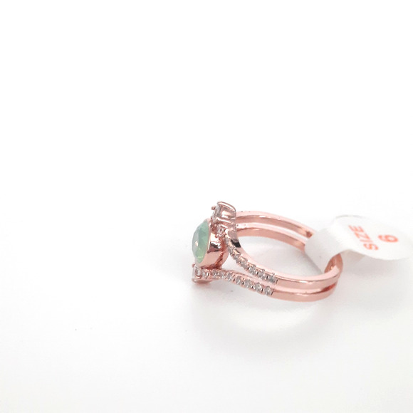 New Bomb Party Faceted Opal Clear Crystal Stone Rose Gold Plated Ring Size 6 - Picture 8 of 8